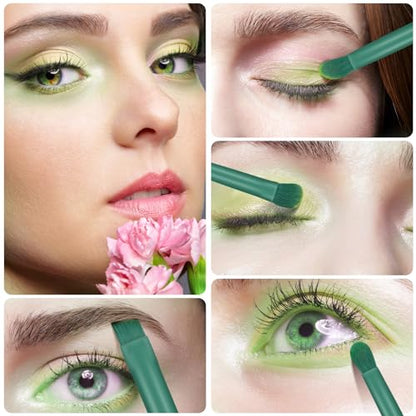Eye Makeup Brush Set, 6 Pcs Professional Blending Eyeshadow Makeup Brushes for Concealer Eyebrows Eyeliner, Soft Hairs & Wood Handle (green)… - color: green 6pcs