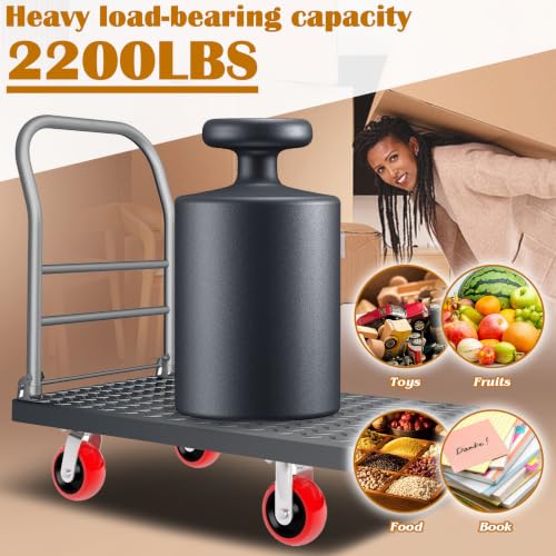 2200 lbs Heavy Duty Foldable Platform Truck with Swivel Wheel 25" x 41" - size: 41"x25"