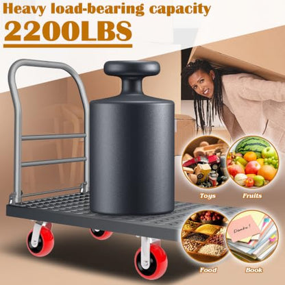2200 lbs Heavy Duty Foldable Platform Truck with Swivel Wheel 25" x 41" - size: 41"x25"