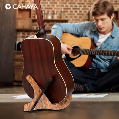 CAHAYA Guitar Stand Floor Wooden Portable Universal Instrument Holder | X-Frame Holder Thickened Plywood with PU Cover for Acoustic Electric Bass Classical Guitars Display Rack - color: Yellow
