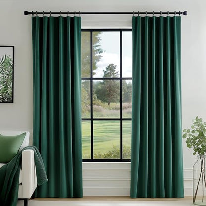 FMFUNCTEX Velvet Curtains Emerald Green Thermal Insulated Curtains for Bedroom Living Room Darkening Curtains 84 Inches Long Soft Luxury Heavy Rod Pocket Window Treatments Drapes 2 Panels Set - color: Emerald Green, size: 52"W x 90"L (Pack of 2)