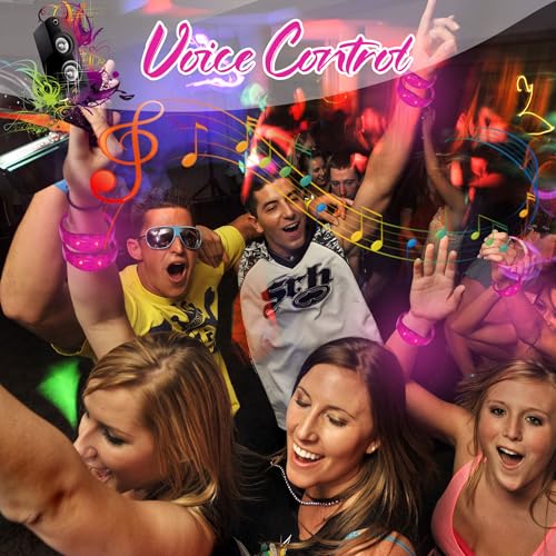 100 Pcs LED Bracelets Sound Activated with Flashing LED Strobe Music Control Light Up Bracelets for Rave, Game Prizes, Birthday Party Favor,Valentine's Day gift - color: Hot Pink