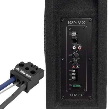 NVX 12" 1200W (350W RMS) Shallow Slot Ported Powered Subwoofer Enclosure | Built-in Amplifier, Metal Grille, Remote Bass Knob, Easy to Install in Cars & Trucks - size: Single 12"