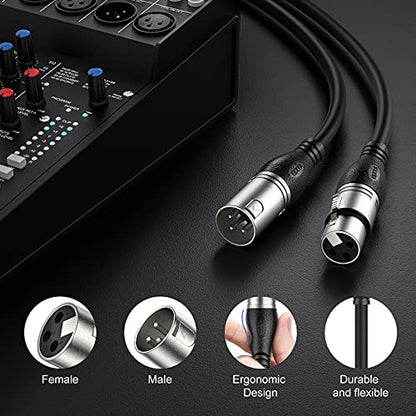 EBXYA XLR Cable 35ft 2 Packs Microphone Cable with 3-Pin XLR Male to Female | Balanced, Professional Shielded, for Mic, Mixer, Speaker Systems, Radio Station and Podcast, Black - color: Black, size: 35 Feet-2 Pack