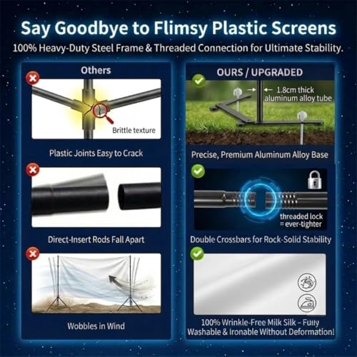 Outdoor Projector Screen with Stand, Portable 16:9 (120-inch) | 4K HD, Wrinkle-Free Display, Washable Fabric, Outdoor Ready, Easy Setup, Carry Bag Included