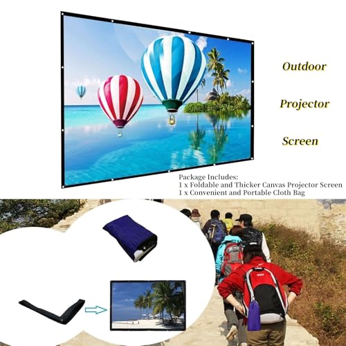 250 Inch Portable Projector Screen Outdoor Movie Projection Screen | 16:9 Thick Canvas, Large Size, Folded HD Movie Screen for Home Theater/School/Office/Party/Sports Events - size: 250 Inch