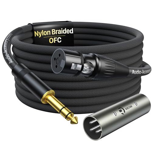 AA AUDIO ACCESSORY XLR Female to 1/4 Cable 6ft with XLR Male to Male Adapter Bundle, Rean Connectors from Neutrik, Kevlar-Reinforced Nylon Braided TRS Cable, Balanced Quarter Inch Cord - size: 6ft, style: XLR Female to 1/4 & XLR Adapter
