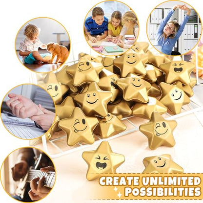 Deekin 36 Pcs Star Stress Balls Foam Relief Toys Bulk,Novelty,1.6 Inch | Mini Star Squeeze, Portable Pocket Size, Anxiety, Perfect Teacher Incentives, Office Stress Relief & Party Favor Supplies - size: 1.6 Inch, style: Novelty