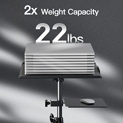 Amada Projector Stand with Wheels, Height Adjustable Rolling Stand with Mouse Tray, Bag Included - Ideal for Laptop, Projector, DJ, Sheet Music - AMPS05 - size: 25-51 inches