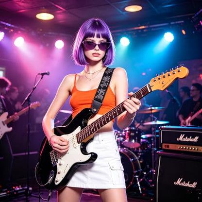 Short Bob Straight Hair Wigs with Bangs, Heat Resistant Fiber Hair, Cat Eye Glasses for Women (Purple) - color: Purple