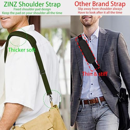 ZINZ Shoulder Strap 58" Ultra-Thick Fixed Padded and Adjustable Buckles Crossbody Strap for Briefcase Laptop Bag Luggage - color: Army Green