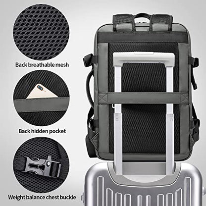 BANGE 35L Carry on Backpack,Travel Backpack for Women Men Airline Approved Gym Backpack Waterproof Business Laptop Daypack… - color: Grey, size: 35L(expansion)