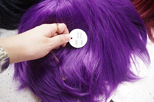 LABEAUTÉ Short Fresh Purple Anime Cosplay Wig Male Men Anime Layered Unisex Heat Resistant Hair Wig with Bangs for Party and Halloween for Gift + Free Cap - color: Fresh Purple