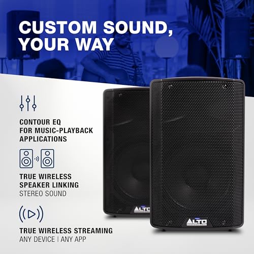 Alto TX410 350W 10" Powered PA Speaker | TWS Bluetooth, 2-Channel Mixer, and Monitor Mode for Bands, DJs, Rehearsals, and Venues - size: 10" PA Speaker