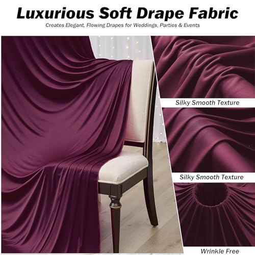 20x12 ft Burgundy Backdrop Curtains for Weddings, Birthdays and Photos - color: Burgundy, size: W5' x H12'(4 panels)