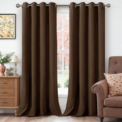 YoungsTex Brown Velvet Curtains 84 Inch Length Living Room Blackout Drapes | Grommet Curtain Privacy for Dining Bedroom Room Darkening, 2 Panels, 52 X 84 Inch - color: Brown, size: 52"W x 84"L (Pack of 2)