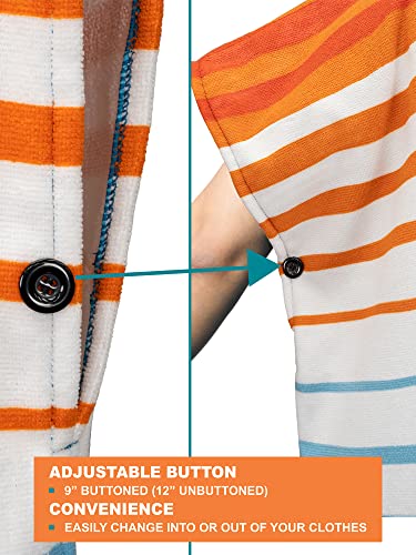 SUN CUBE Surf Poncho Changing Robe with Hood, Wetsuit Changing Hooded Towel | Thick Quick Dry Microfiber, Wetsuit Changing Towel, Surfing Beach Swim Outdoor Sports Cover Up, Adult Wearable Poncho - color: Orange Stripe