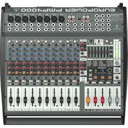 Behringer Europower PMP4000 1600-Watt 16-Channel Powered Mixer with Multi-FX Processor and FBQ Feedback Detection System with 2 Pack 25' XLR M to XLR F Cable