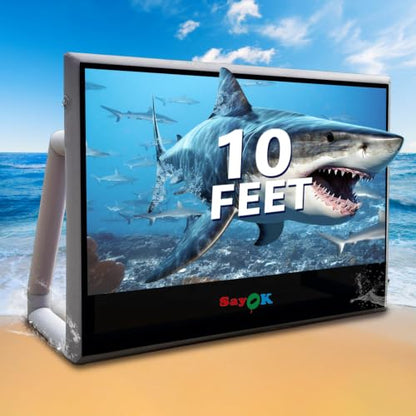 SAYOK 10FT(120IN) Inflatable Projector Screen, Movie Screen Outdoor | Quiet, Waterproof & Durable, High‑Quality TPU Material for World Cup, Ball Games, Outdoor Movies, Pool Parties Backyard