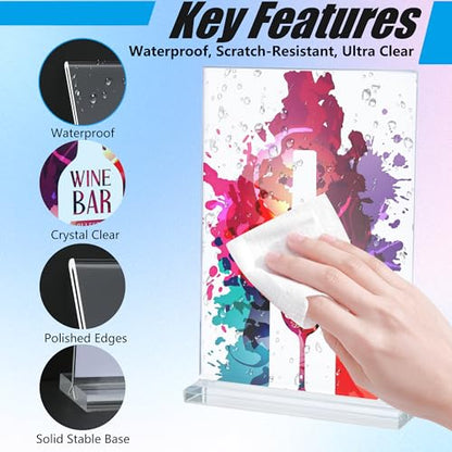 15pcs, Acrylic Sign Holder 5x7, Acrylic Frame, 5x7 Acrylic Sign Holder, Table Sign Holders, Table Tents, Clear Display Stand, Paper Stand, Suitable For Offices, Restaurants, Exhibitions, And Shops