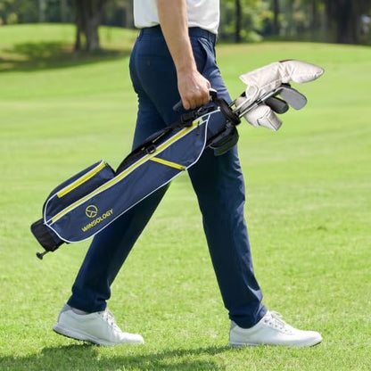 Small Golf Stand Bag Lightweight Golf Easy Carry Bag with Strap and Stand for The Driving Range, Par 3 and Executive Courses Small Golf Bags for Men or Women. - color: NAVY/YELLOW