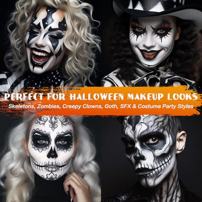 BOBISUKA Black Face & Body Paint Stick Washable Water-Based Face Paint Makeup Stick for Halloween Skeleton, Skull, Clown, Joker, Cosplay, SFX, Sports Eye Black & Costume Party - color: Black
