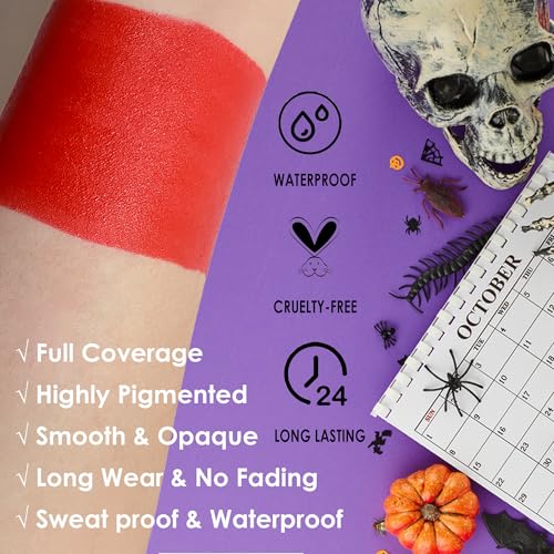 SUNNYVALE Halloween Clown Black White Red Face Body Paint Stick Cream,Eye Black for Sport, Hypoallergenic Foundation for Skeleton Vampire Skull Cosplay Special Effects Costume SFX Halloween Makeup Kit - color: White & Black&Red