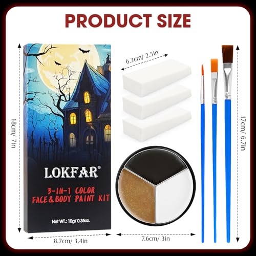 Black White Metallic Brown Face & Body Paint - Blendable Facepaint Foundation with Sponge & Brush for Skin, Professional Halloween Face Make-up Kit for Cat Deer Cheetah Leopard Tiger Lion Costume - color: 03 Cat/Deer