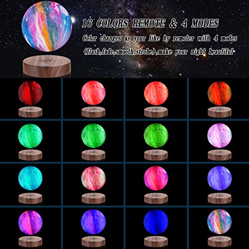 Floating Moon Lamp -3D Galaxy Levitation Moon Light,Magnetic LED Night Lights for Girls Boys Kids Women Birthday Graduation Gifts - color: 16 colors galaxy