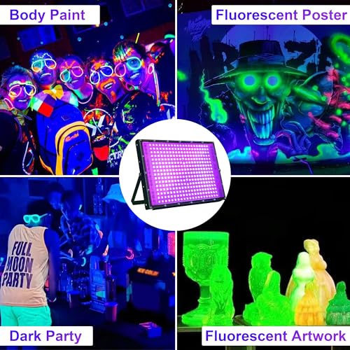 2 Pack 300W Blacklight 336 LEDs, UV Lamp Black Lights for Glow Party, 395nm, IP65 Outdoor Black Light Fixture for Halloween, Glow in The Dark Party, Fluorescent Poster Tapestry, Body Painting