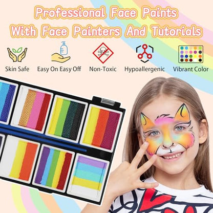 Anka Bella Professional Split Cake Face Paint(120gm),Water Based Face Painting Kit for Kids & Adults,Hypoallergenic & Non-Toxic,Gift for Birthday Parties/Halloween/Carnival - color: 12 Color Paint Palette