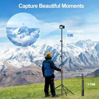 EMART 13ft Heavy Duty Light Stand Photography Tripod for Photography | Air-Cushioned Aluminum Alloy Light Stand with 1/4'' and 3/8'' Screw, Compatibility for Sports Games/Wedding Recording - size: 13FT