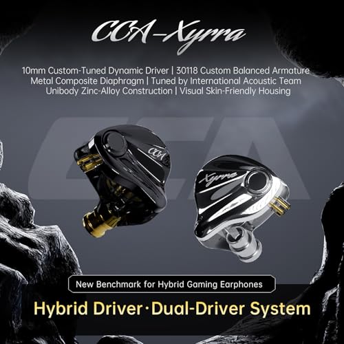 CCA Xyrra Dual Driver in-Ear Monitor Headphones,1DD+1BD HiFi IEM Earphones,Wired Gaming Earbuds for Gamers Musicians - color: Silver, style: Without Mic,USB-C