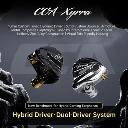 CCA Xyrra Dual Driver in-Ear Monitor Headphones,1DD+1BD HiFi IEM Earphones,Wired Gaming Earbuds for Gamers Musicians - color: Silver, style: With Mic,USB-C