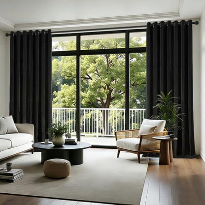 Joydeco Black Velvet Curtains 63 Inches Long, Luxury Grommet Blackout Curtain 2 Panels, Thermal Insulated Privacy Room Darkening Window Drapes for Bedroom Living Room Home Theatre (52Wx63L) - color: *Grommet | Black, size: 52"W x 63"L (Pack of 2)