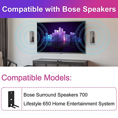 Pair Steel Black Wall Mount Brackets Replacement Compatible with Bose OmniJewel Lifestyle 650 Home Entertainment System and Bose Surround Speakers 700