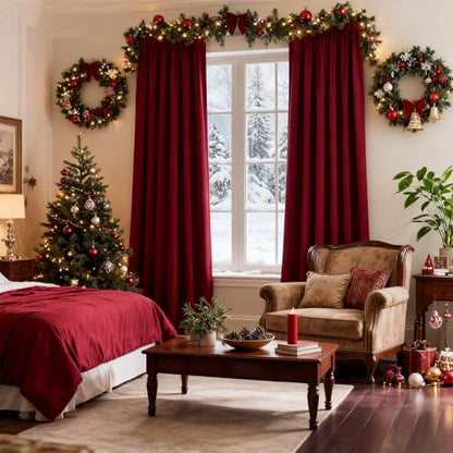 Burgundy Velvet Blackout Curtains 52 x 84 Inch, 2 Panels - color: Rod Pocket |Burgundy Red, size: 52"W x 84"L (Pack of 2)