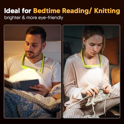 Neck Book Light, Rechargeable Reading Light, 3 Colors Dimmable | Back to School Supplies College Dorm Essentials Bed Lamp, Hands-Free, Dual Lamps, 80H Lasting Neck Light, Gifts for Gilrs - color: Lime