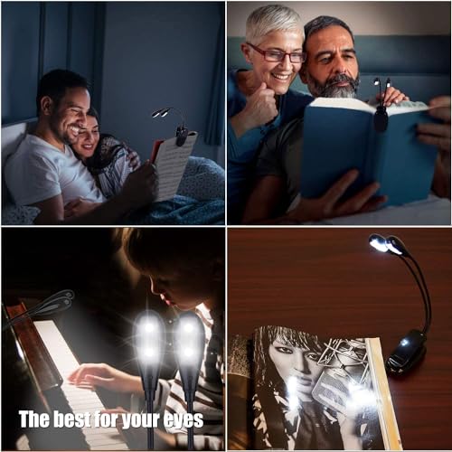 10 Pack Music Stand Lights - Musician Piano Light Clip On, USB & AAA Battery Powered, Eye Care & Portable, LED Book Reading Lamp, 4 Brightness, Ideal for Orchestra, Sheet Music, Guitar (Dual Arm) - size: 10 Pack
