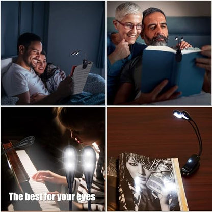 10 Pack Music Stand Lights - Musician Piano Light Clip On, USB & AAA Battery Powered, Eye Care & Portable, LED Book Reading Lamp, 4 Brightness, Ideal for Orchestra, Sheet Music, Guitar (Dual Arm) - size: 10 Pack
