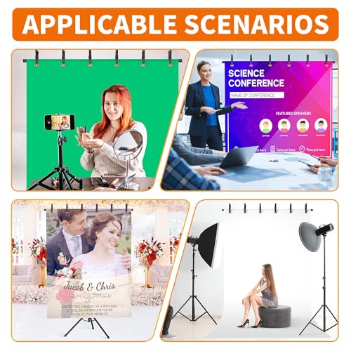 Forlogic Portable T-Shape Backdrop Stand Support Kit 8x5.3ft, Adjustable Photo Green Screen Back Drop Stand for Party, Photography Videography Studio (8×5.3Ft) - size: 8×5.3Ft