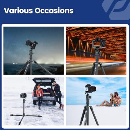 Fotopro 73" Carbon Fiber Tripod for Camera Compact Travel Tripod with Ball Head Detachable Monopod with Quick Release Plate and Camera Bag Load up to 22lbs/10KG X-Go Plus E2 Green - color: 73'' Green