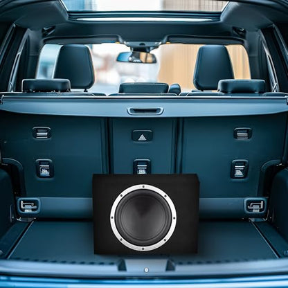 Q-Power Shallow Single 12 Inch Heavy Duty Sealed MDF Material Truck Audio Subwoofer Enclosure Box with Durable Carpeted Exterior, Charcoal Gray - style: 12" Sealed
