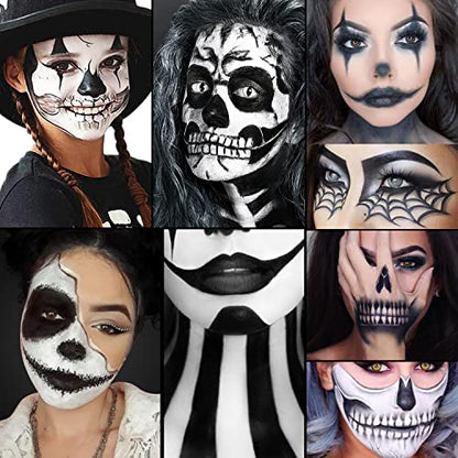 Black White Face Paint Body Painting, 2 PCS Pro White+Black Face Body Paint Oil Based Cream Palette Kit for Art Theater Halloween Party Cosplay Clown SFX Makeup for Kids Adults (200g/7.06oz)