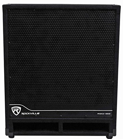Rockville RPG15 15" 1000W Powered DJ PA Speaker Pair with RBG18S Subwoofer | 1000W Peak / 250W RMS Each, 35Hz-20kHz, Class A/B, RBG18S 18" 2000W Powered Subwoofer, DSP, Limiter, 3-Items