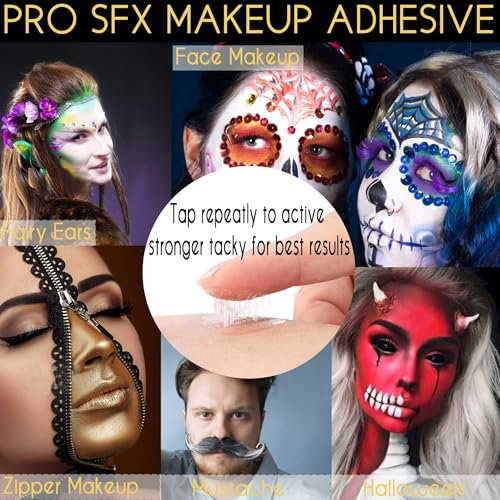 CCbeauty 15ml Spirit Gum Adhesive And 50ml Remover SFX Makeup Kit, Professional Bald Cap Glue For Costume, Special Effects Body Skin Wig Prosthetics Glue For Halloween Cosplay Stage Theatre Makeup