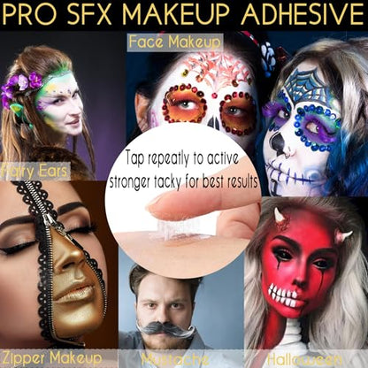 CCbeauty 15ml Spirit Gum Adhesive And 50ml Remover SFX Makeup Kit, Professional Bald Cap Glue For Costume, Special Effects Body Skin Wig Prosthetics Glue For Halloween Cosplay Stage Theatre Makeup