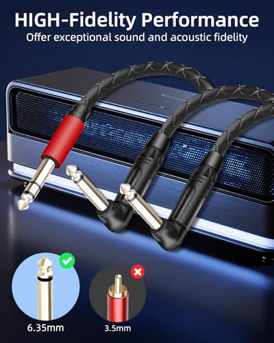 Guitar Cable 1/4 inch TRS Stereo to Right Angle Dual 1/4 inch TS Mono Insert Cable,Stereo Y Splitter Cable,6.35mm TRS Male to 90 Degree Dual 6.35mm TS Male Audio Cord(1.64FT/0.5M) - style: 6.35 TRS to 90 Dual 6.35 TS(1.64FT/0.5M)