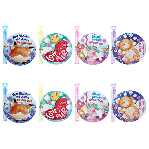 JOYIN 32 Pcs Valentines Day Gift Cards with Mini Bubble Maker Wands for Kids, Valentine Party Favor Toys, Valentine's Day Kids Classroom Exchange Prizes, Bubble Wands with Cards, Photo Prop Decor - style: Animal