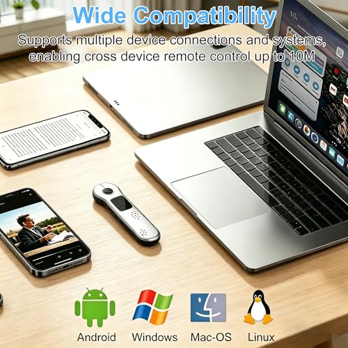 2 in 1 Air Mouse Wireless Bluetooth Presentation Clicker with Touchpad,Rechargeable Handheld Remote Mice Page Turner for PPT/TikTok/Camera/Kindle App,for Phone Tablet PC Laptop Computer-Silver - color: Gray